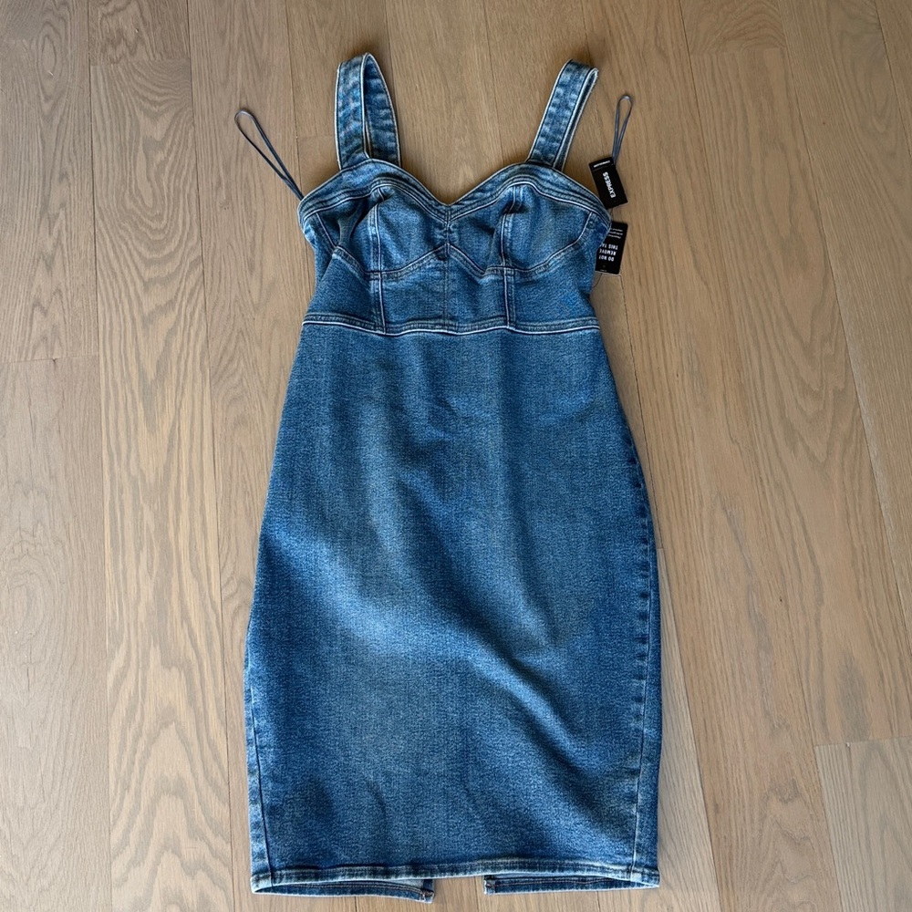 Express Denim Midi Dress in Blue
